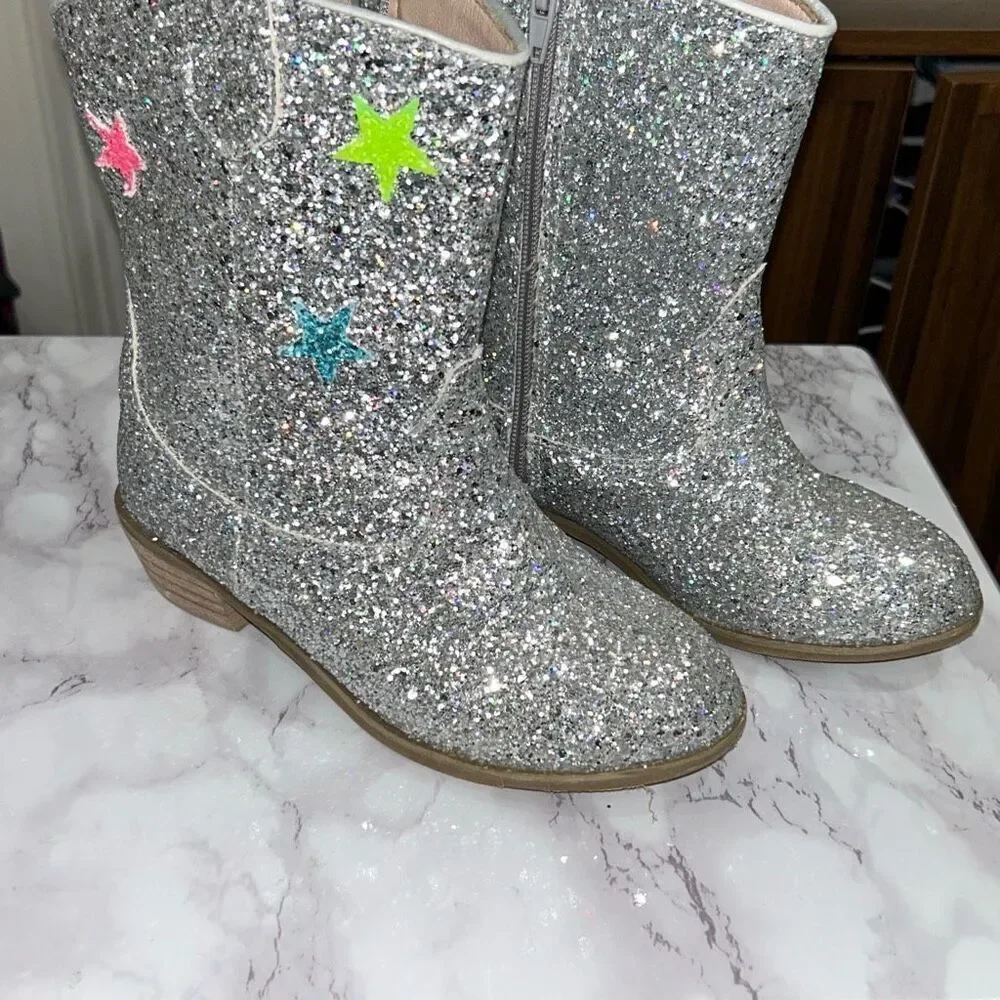 Lola & the boys glitter star boots sz 35/4